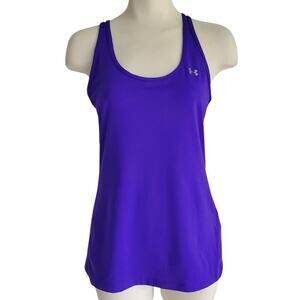Under Armour HeatGear® Racerback Tank Top Deep Purple White Katfight logo Size M